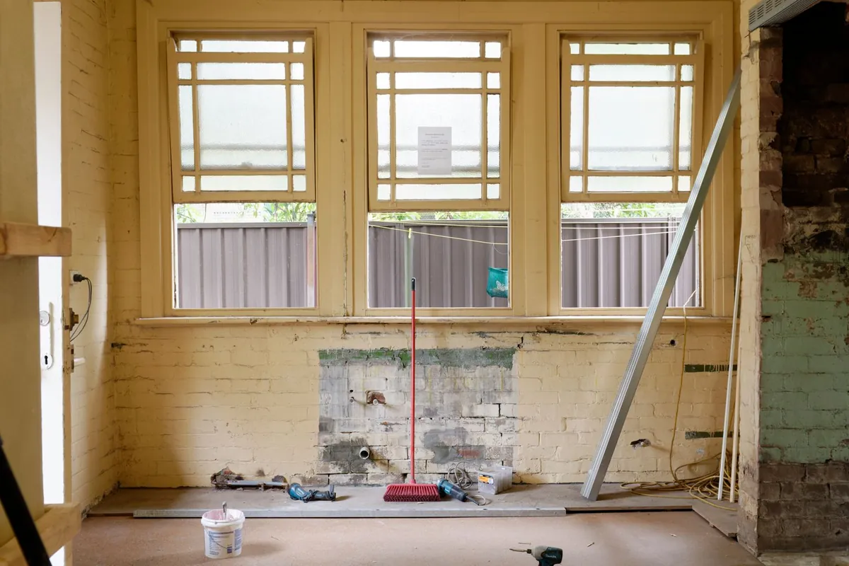 A room opened up and emptied while it dries